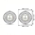 Sterling Silver Pearl Halo Stud Earrings