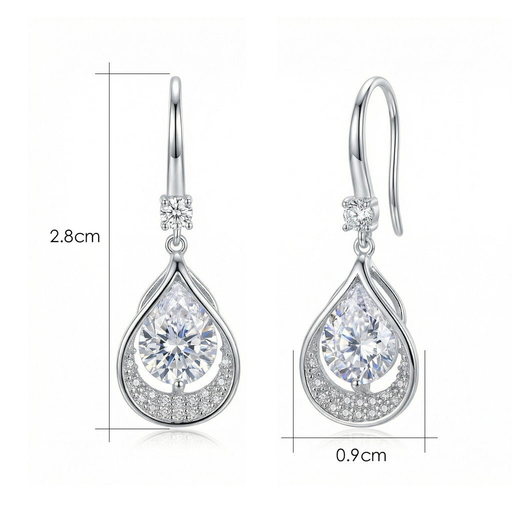 Sterling Silver Pear-Cut Cubic Zirconia Drop Earrings