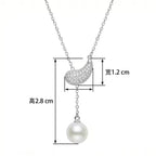 Elegant Pave CZ Paisley Pearl Y-Necklace