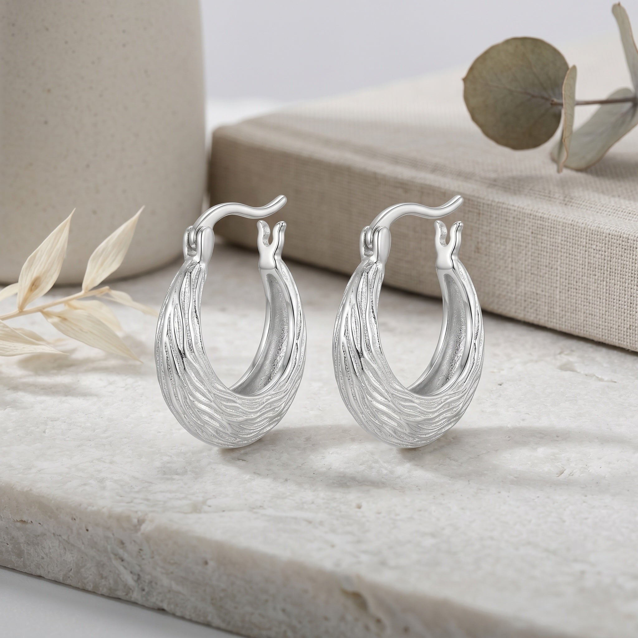 Textured  Wave Hoop Earring
