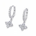 Sterling Silver Moissanite Flower Huggie Drop Earrings