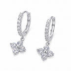 Sterling Silver Moissanite Flower Huggie Drop Earrings