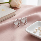 Heart Huggie Hoop Earrings with Brushed Texture