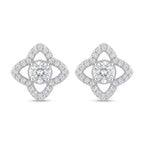 Sparkling Quatrefoil Halo CZ Stud Earrings