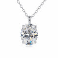 Sterling Silver Oval Moissanite Solitaire Pendant Necklace