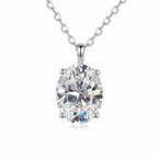 Sterling Silver Oval Moissanite Solitaire Pendant Necklace