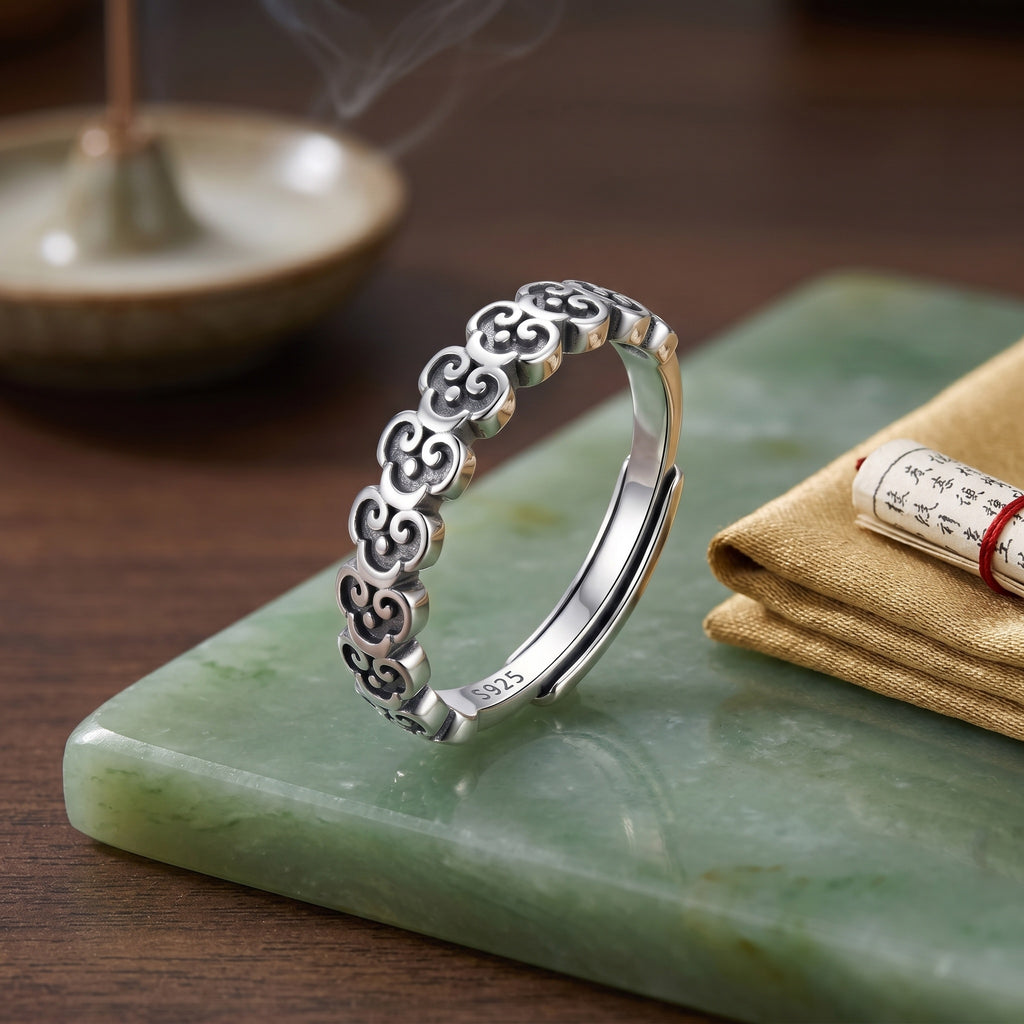 Sterling Silver Adjustable Auspicious Cloud Ring