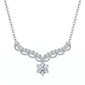 Sterling Silver Scalloped Moissanite Necklace