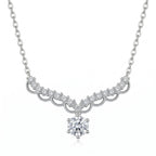 Sterling Silver Scalloped Moissanite Necklace