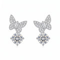 Sterling Silver Butterfly Moissanite Drop Earrings