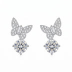 Sterling Silver Butterfly Moissanite Drop Earrings