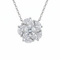 Sterling Silver Moissanite Flower Cluster Pendant Necklace
