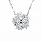 Sterling Silver Moissanite Flower Cluster Pendant Necklace