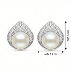 Sterling Silver Pearl Teardrop Stud Earrings