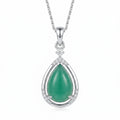Teardrop Jade Pendant with CZ Accents Necklace
