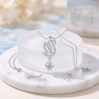 Sterling Silver Swan Moissanite Pendant Necklace