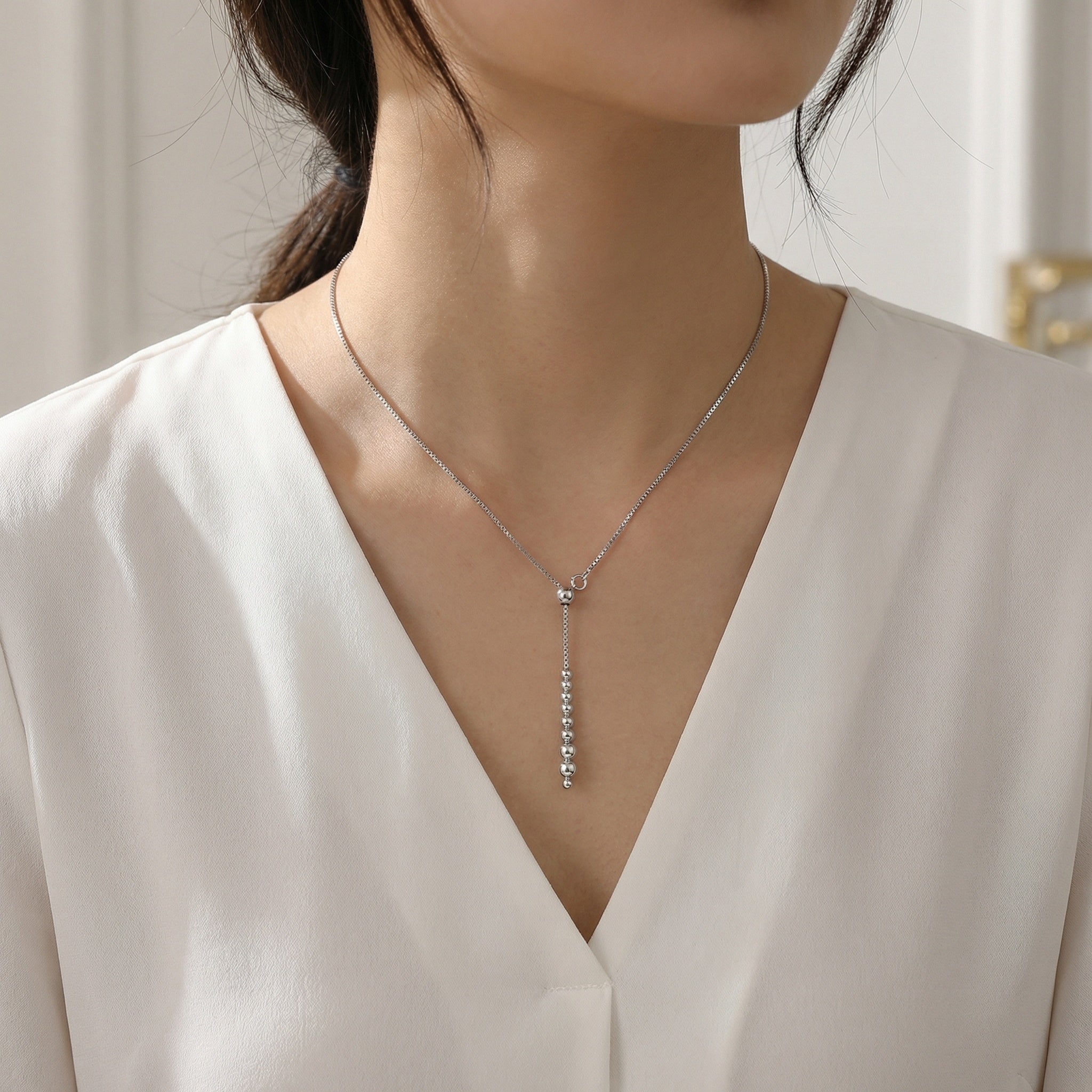 Elegant Adjustable Bead Lariat Necklace