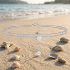 Sterling Silver Double Layer Heart Beaded Anklet