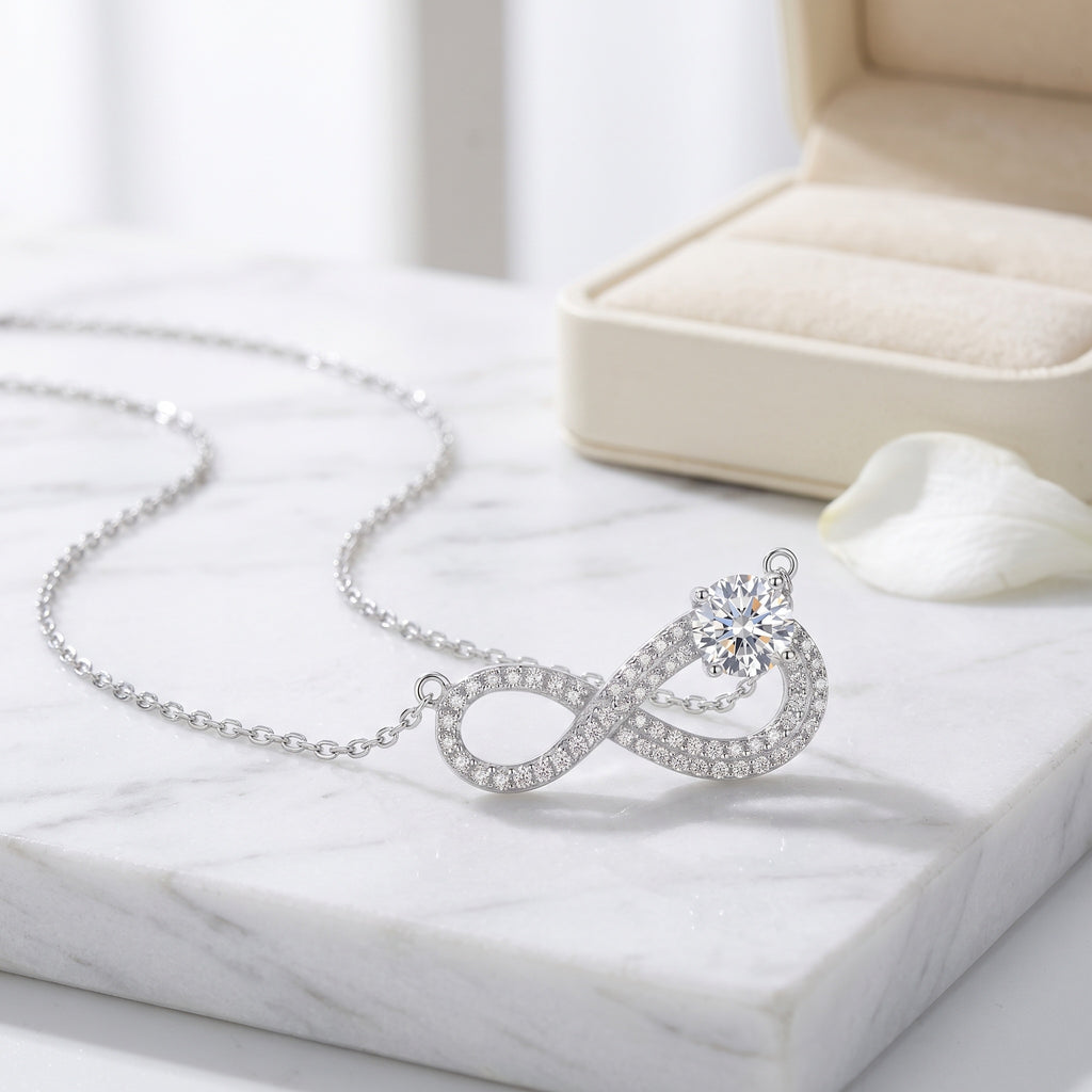 Sterling Silver Infinity Moissanite Necklace