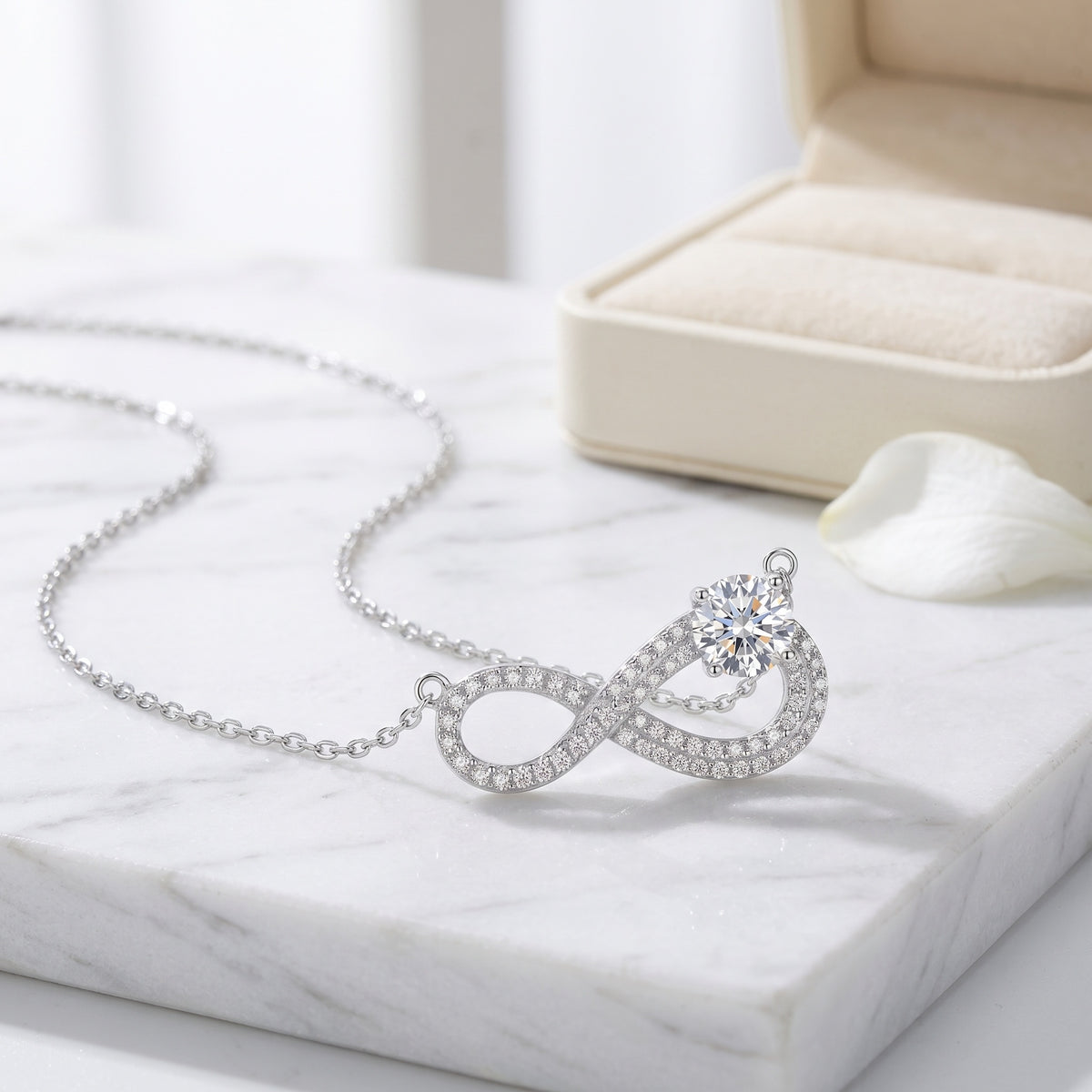 Sterling Silver Infinity Moissanite Necklace