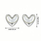 Elegant Pearl Heart Stud Earrings