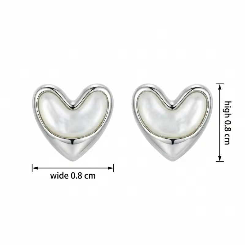 Elegant Pearl Heart Stud Earrings
