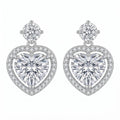 Sterling Silver Moissanite Heart Drop Earrings – Halo Love Design