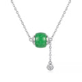 Green Jade Barrel Pendant Necklace