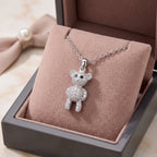 Sterling Silver Teddy Bear Moissanite Necklace