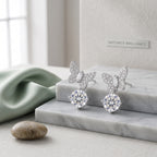 Sterling Silver Butterfly Moissanite Drop Earrings