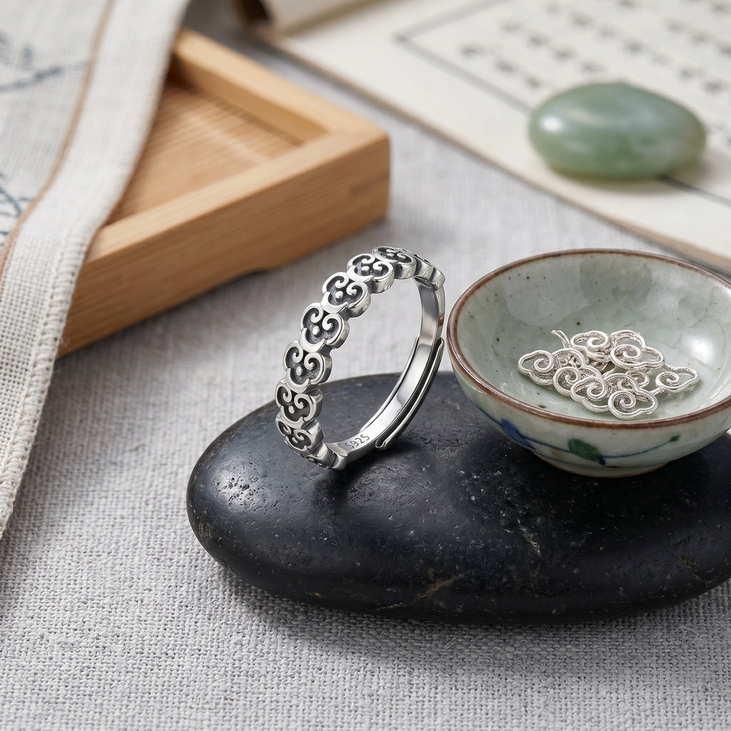 Sterling Silver Adjustable Auspicious Cloud Ring