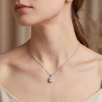 Sterling Silver Oval Moissanite Solitaire Pendant Necklace