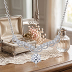 Sterling Silver Scalloped Moissanite Necklace