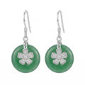Elegant Green Jade  Flower Drop Earring