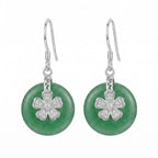 Elegant Green Jade  Flower Drop Earring