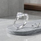 Sterling Silver Adjustable Twisted Vine Cubic Zirconia Solitaire Ring