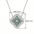 Green Jade and CZ Four-Leaf Clover Pendant Necklace
