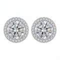 Sterling Silver Round Moissanite Halo Stud Earrings