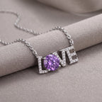 Sterling Silver Purple Moissanite LOVE Necklace
