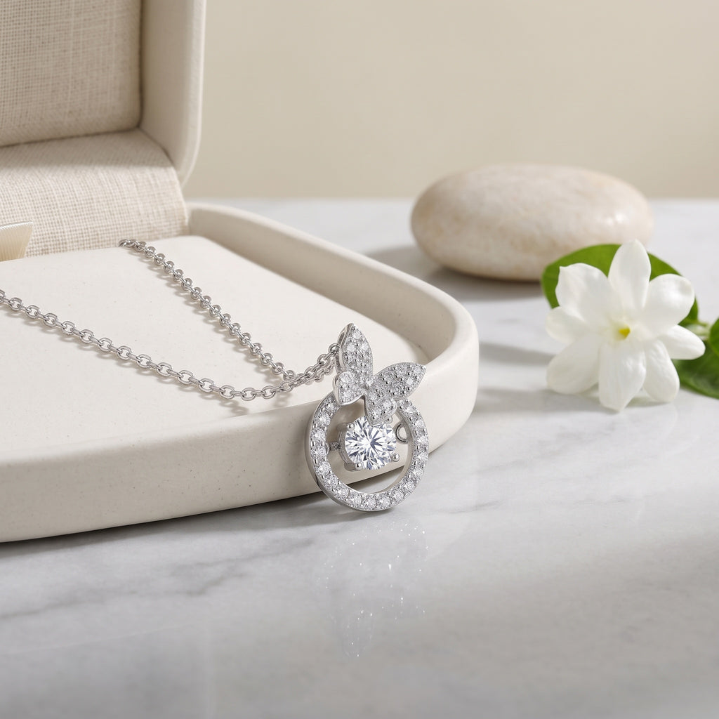 Sterling Silver Butterfly Moissanite Necklace