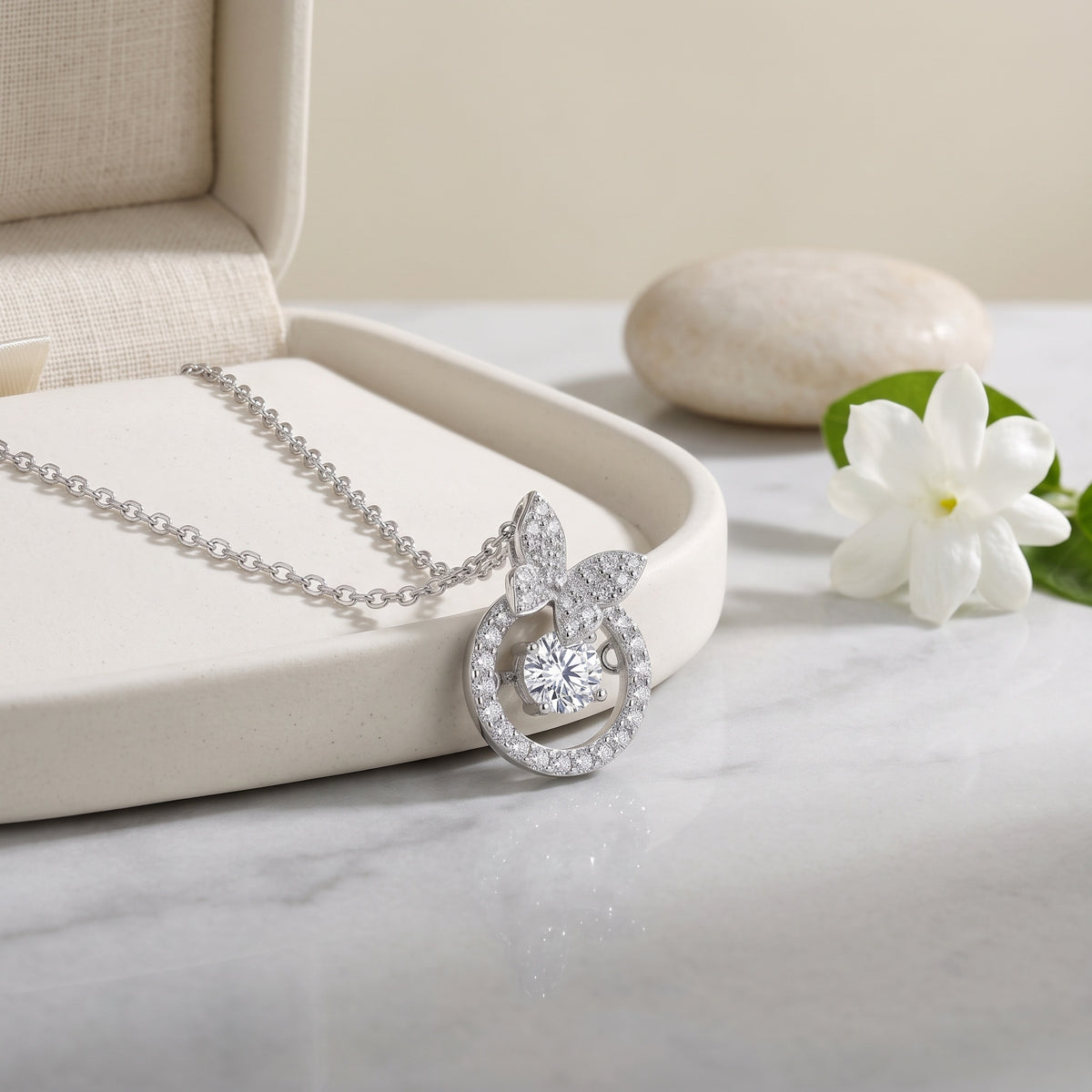 Sterling Silver Butterfly Moissanite Necklace