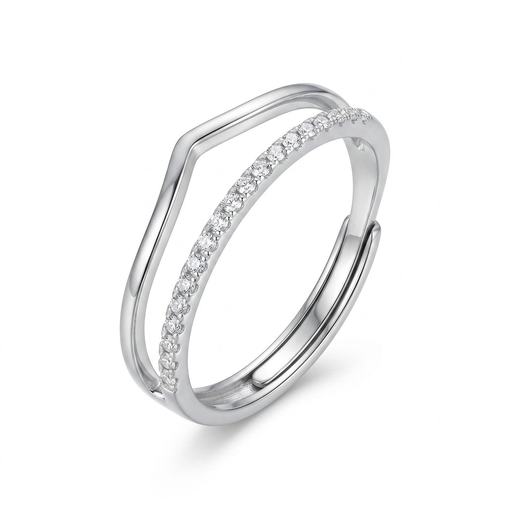 Sterling Silver Double Band CZ Ring