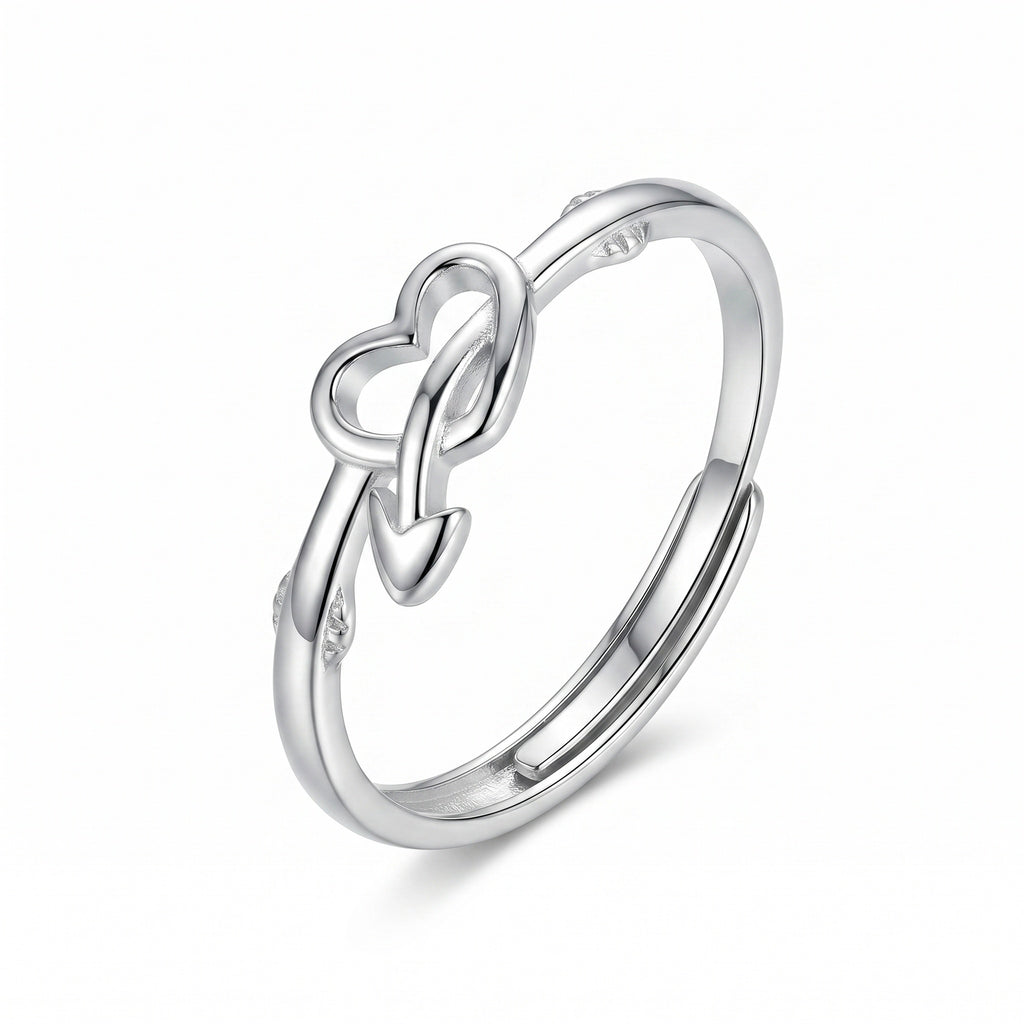 Sterling Silver Heart and Cupid Arrow Ring