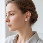 Sterling Silver Moissanite Flower Cluster Stud Earrings