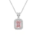 Sterling Silver Pink Radiant-Cut Gemstone Pendant Necklace – Halo Design