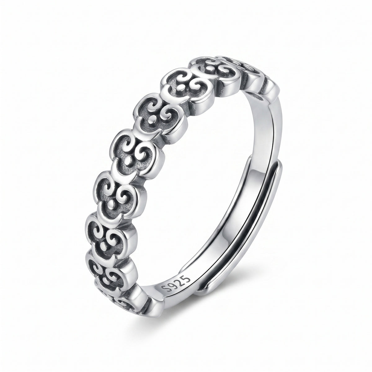 Sterling Silver Adjustable Auspicious Cloud Ring