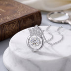 Sterling Silver Moissanite Queen Crown Pendant Necklace