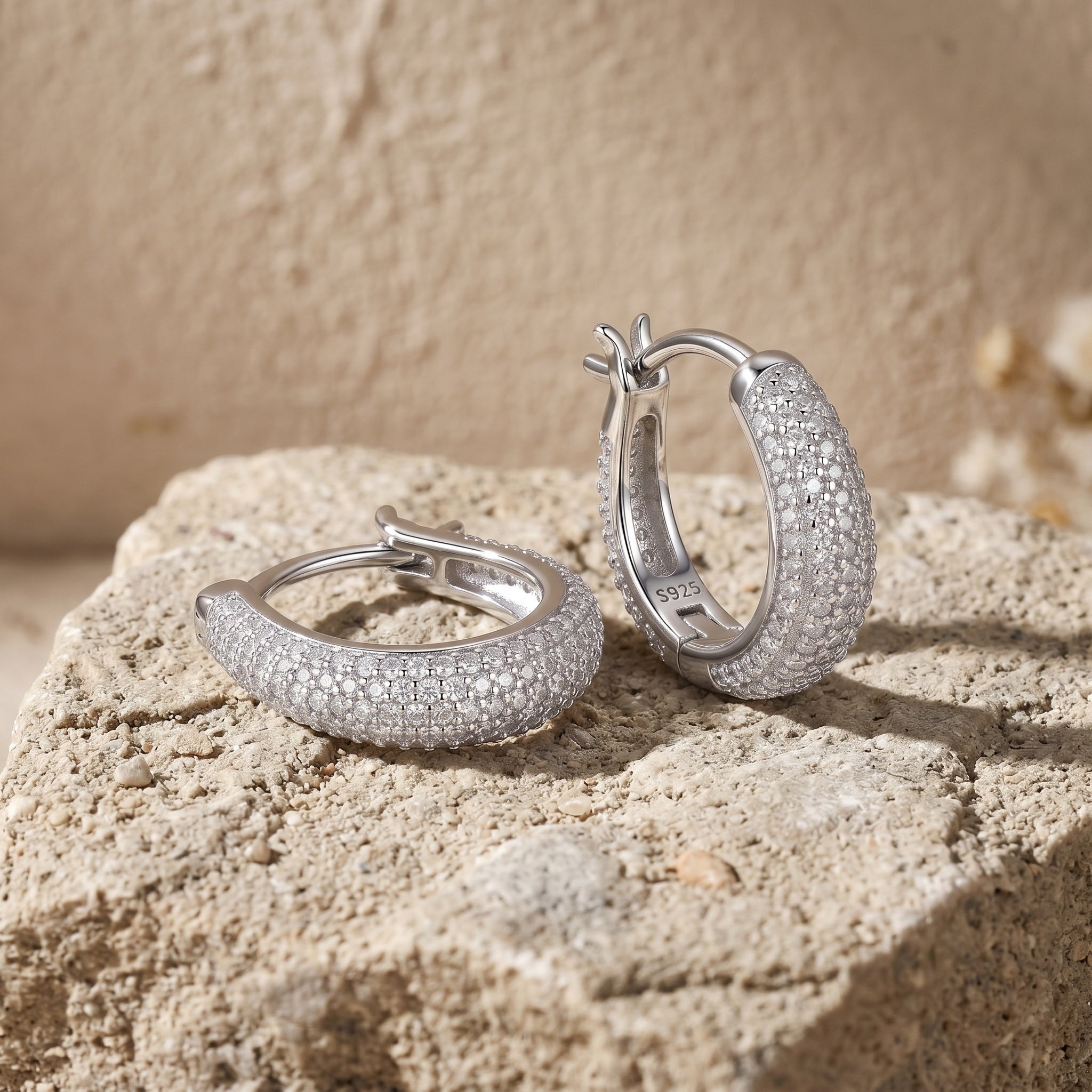 Cubic Zirconia Huggie Hoop Earring