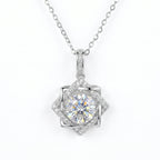 Sterling Silver Geometric Star Halo Necklace