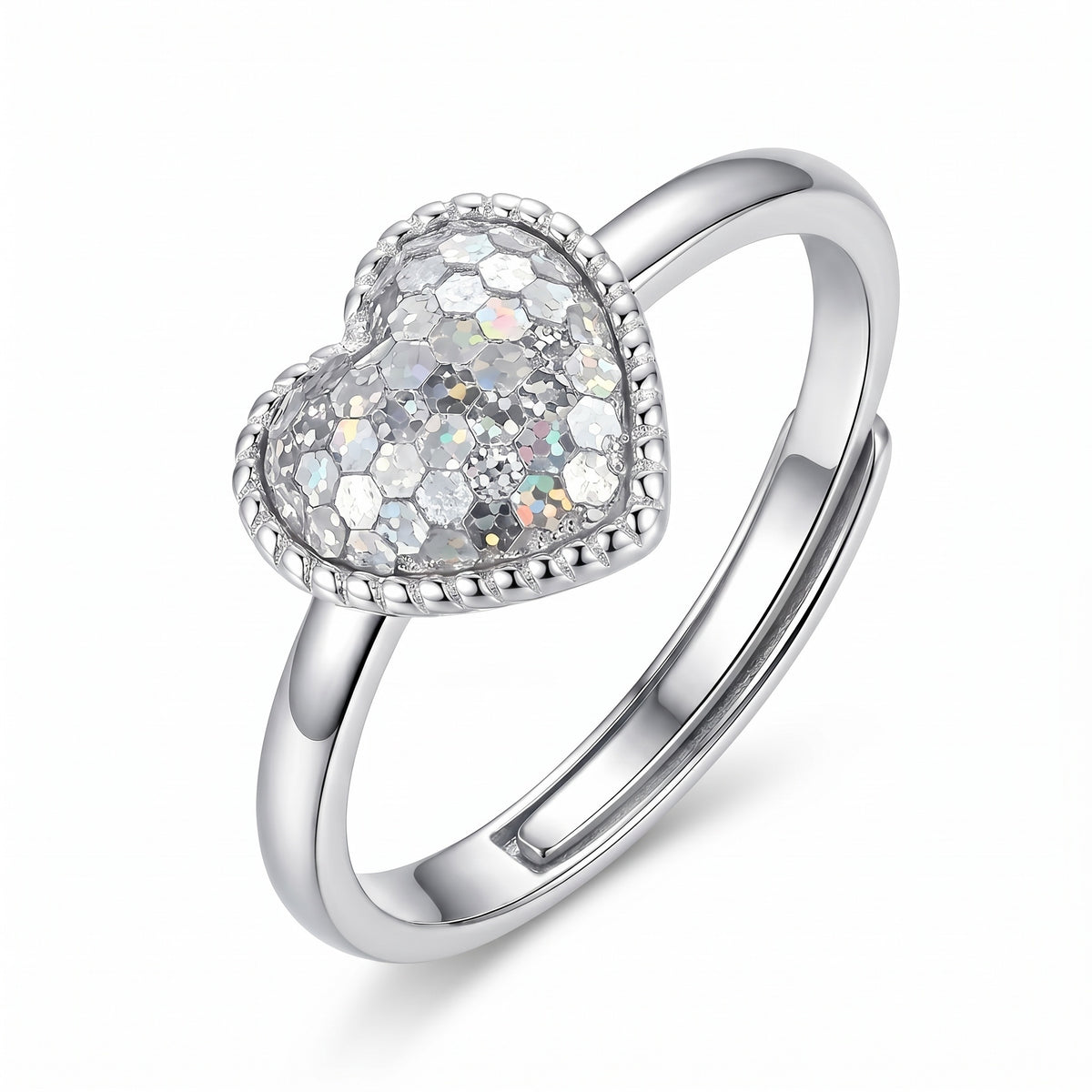 Sterling Silver Adjustable Heart Ring
